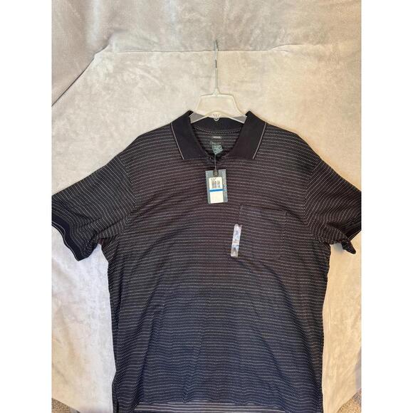 New Van Heusen Men’s Mercerized Polo Short Sleeve Shirt Size XL Black NWT - Picture 1 of 9
